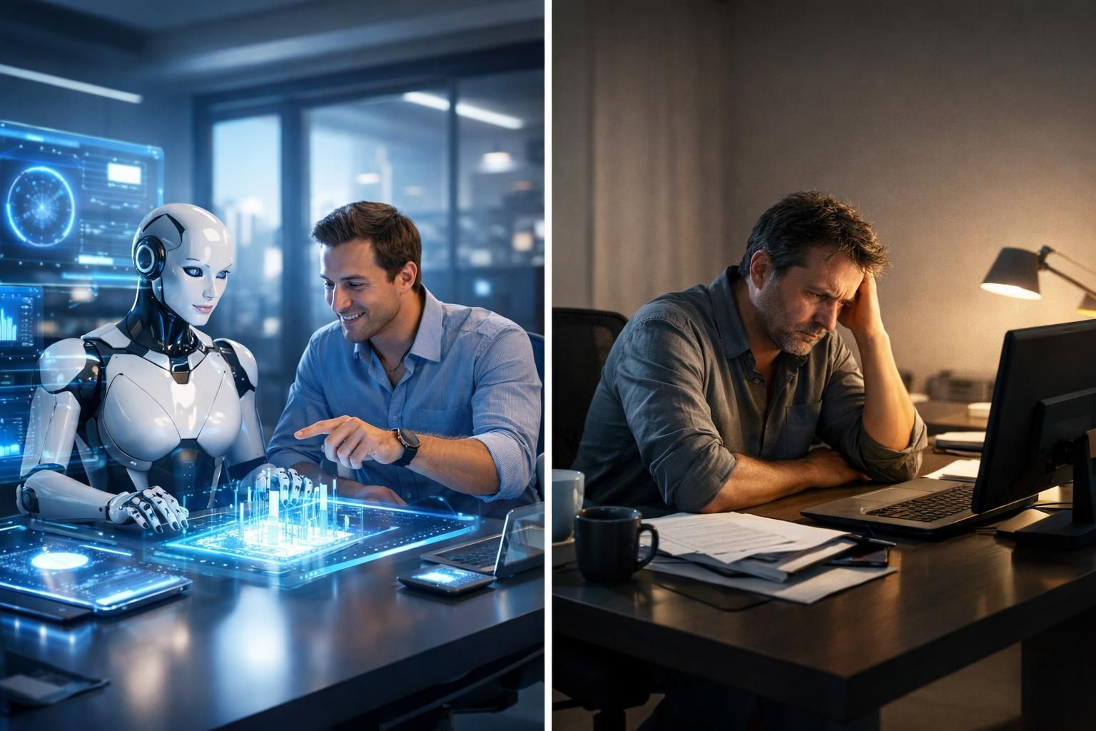 erkunden sie, wie die zusammenarbeit von mensch und künstlicher intelligenz die zukunft der arbeitswelt verändert und welche vorteile sie gegenüber rein menschlicher arbeit bietet.